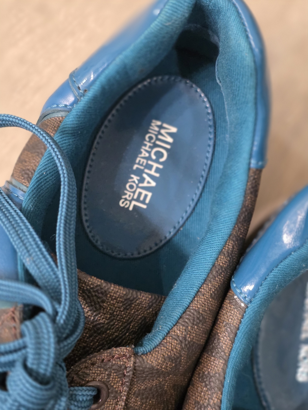 Michael Kors Men’s Brown Logo Sneaker with Blue Accents - Picture 5 of 9